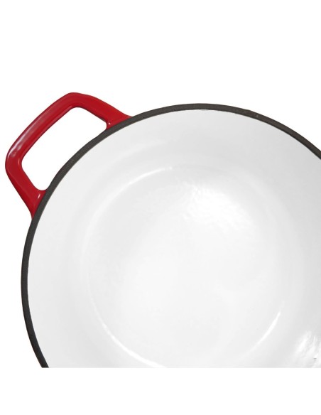 Oala de fonta emailata cu capac, rosie, 5.2 L, Perfect Home 
