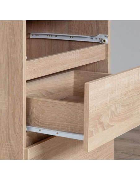 Dulap, placa laminata, 1 sertar, 4 rafturi, 2 usi, stejar, 60x35x180 cm
