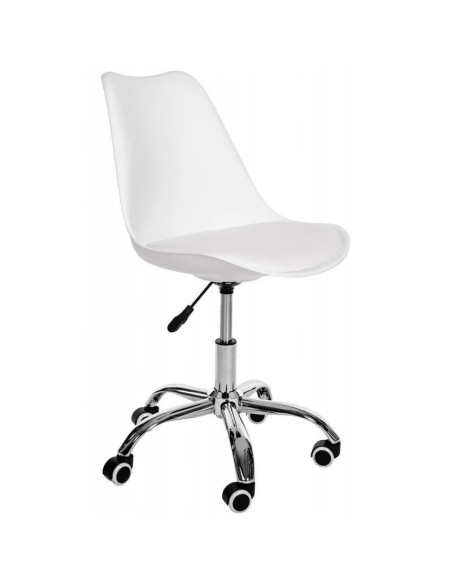 Scaun de birou pentru copii, rotativ, alb, max 125 kg, 44x40x80/90 cm