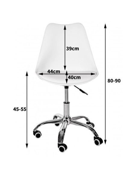 Scaun de birou pentru copii, rotativ, alb, max 125 kg, 44x40x80/90 cm