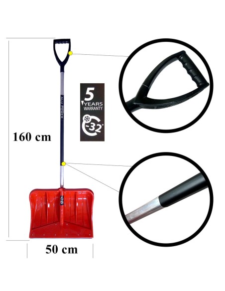Lopata pentru zapada, plastic 50x39.5 cm, coada aluminiu