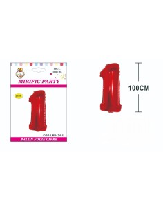 Balon din folie metalizata rosie, Mirific Party, Cifra, 1...
