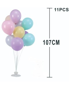 Set 11 baloane multicolore, cu suport, 107 cm