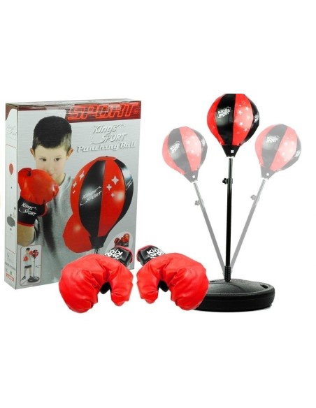 Set de box mare, pentru copii, cu stand si manusi, LeanToys, 726