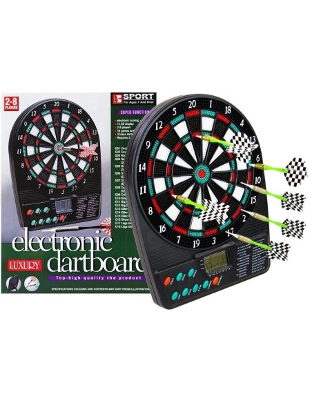 Joc de darts electronic cu display, 18 jocuri, 3 sageti, 2-8 jucatori, LeanToys, 1654
