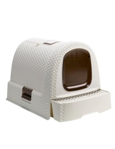 Litiera cu acoperis, usa batanta, filtru, crem, 51x38x40...