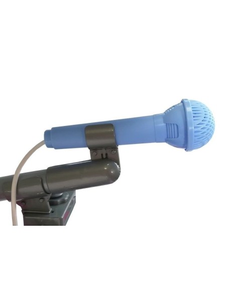 Set de tobe muzicale de jucarie pentru copii, cu scaunel, microfon si mixer, roz, LeanToys, 4835