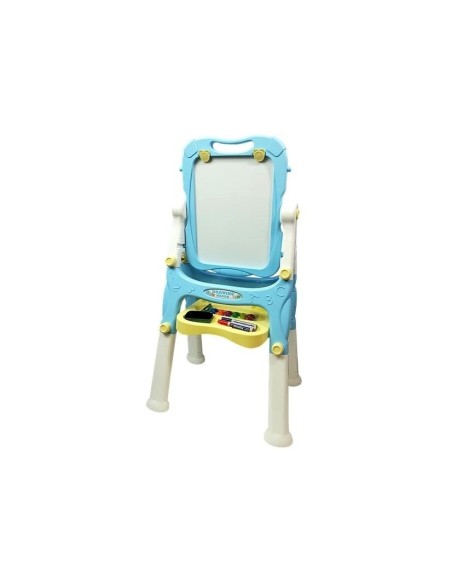 Tabla de scris pentru copii, cu doua fete si accesorii, albastra, LeanToys, 4865