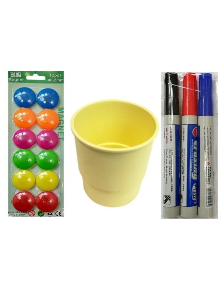 Tabla de scris pentru copii, cu doua fete si accesorii, albastra, LeanToys, 4865