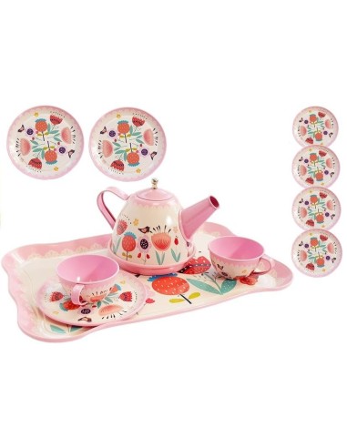 Set metalic de ceai cu floricele pentru copii,...