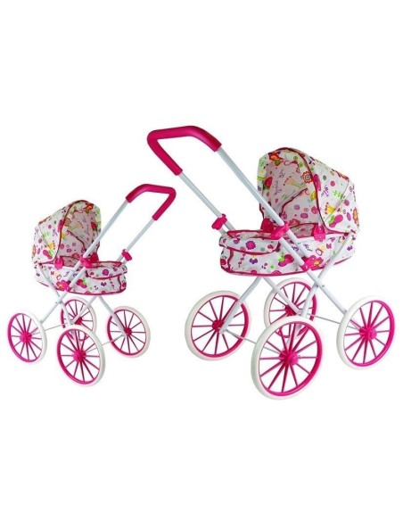 Carucior landou pentru papusi, cu roti mari, multicolor, LeanToys, 6883