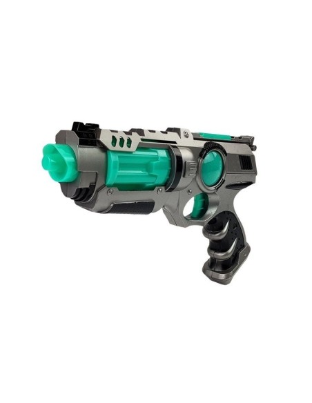 Set de joaca SF pentru copii, pistol laser, sabie laser si lansator de discuri, LeanToys, 7097