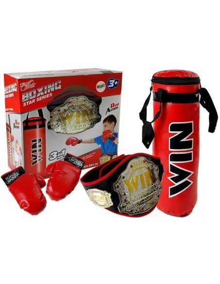 Set de box pentru copii, cu manusi si centura, LeanToys, 7122