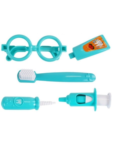 Set trusa dentist pentru copii, hipopotam albastru, LeanToys, 7393