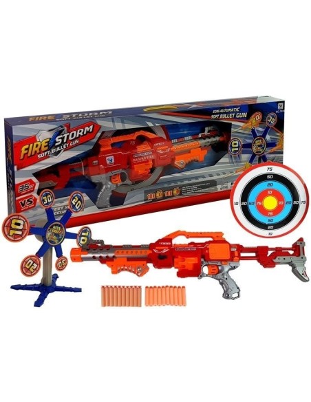 Set de joaca pentru copii, pusca cu gloante de spuma si tinta rotativa, LeanToys, 7522