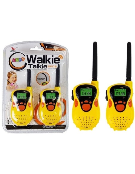 Set statie emisie receptie Walkie Talkie, de jucarie pentru copii, galben, 100 m, LeanToys, 7605