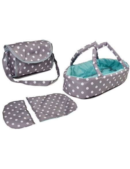 Carucior pentru papusi cu landou, gri cu turcoaz, LeanToys, 7695