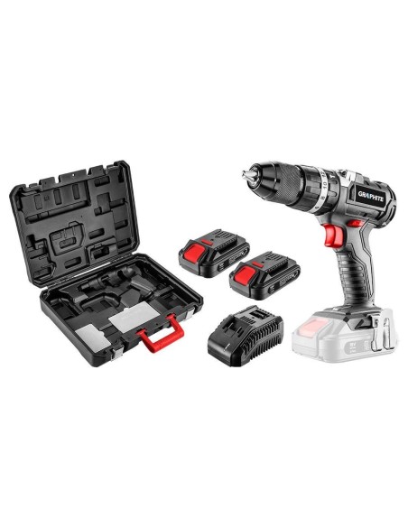 Masina de gaurit, insurubat (bormasina), cu percutie, cu 2 acumulatori 2 Ah, incarcator, 18 V Li-ion, geanta plastic, fara perii