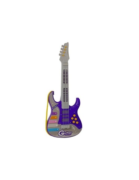 Chitara electrica pentru copii, cu microfon inclus, 56 cm, mov-multicolor, LeanToys, 7820