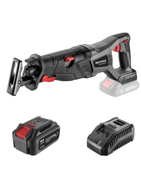 Fierastrau tip sabie, cu acumulator 4 Ah, incarcator 18V Li-ion, motor fara perii, Graphite Energy