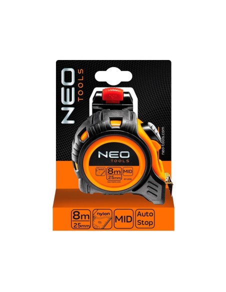 Ruleta autostop 8 m x 25 mm, prindere la curea, Neo