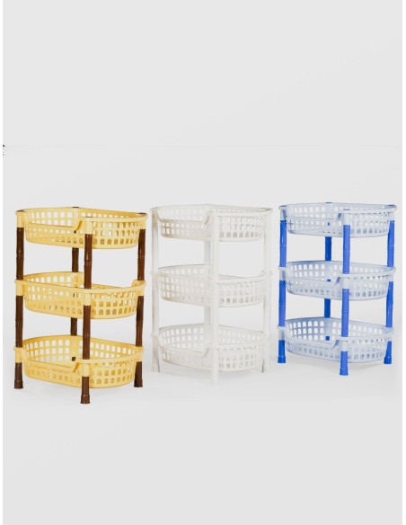 ETAJERA PLASTIC STERK 3 NIVELE OVALA, 45X32X63, DIVERSE CULORI