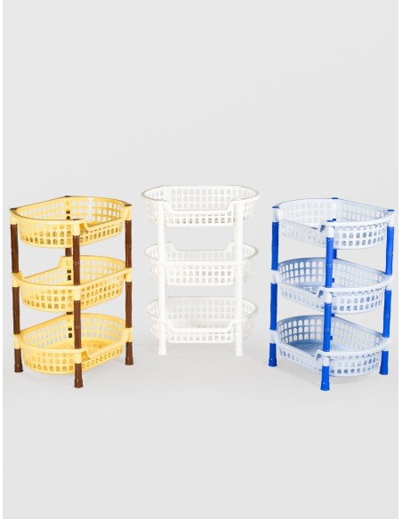 ETAJERA PLASTIC STERK 3 NIVELE OVALA, 45X32X63, DIVERSE CULORI