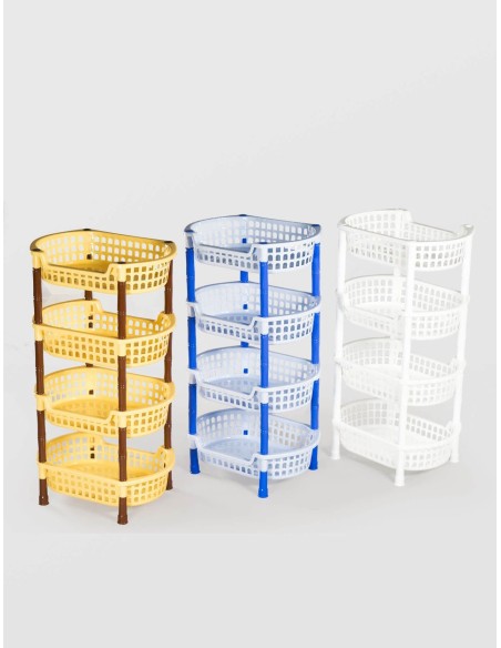 ETAJERA PLASTIC STERK 4 NIVELE OVALA, 45X32X81, DIVERSE CULORI