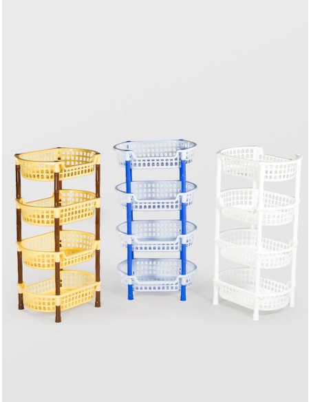ETAJERA PLASTIC STERK 4 NIVELE OVALA, 45X32X81, DIVERSE CULORI