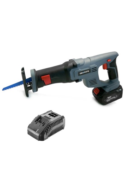 Fierastrau tip sabie cu acumulator 2 Ah, incarcator 18 V Li-ion, Graphite Energy