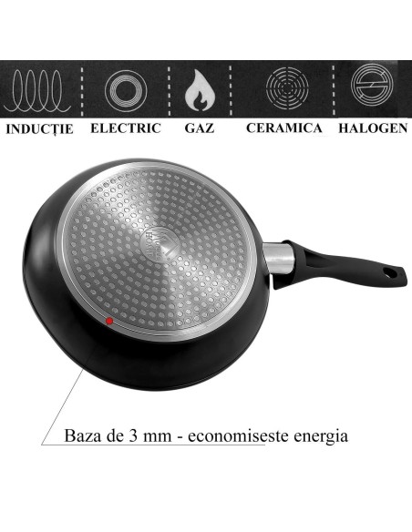 Tigaie clasica, 26 cm, antiaderenta, Black Line, MAGIC HOME