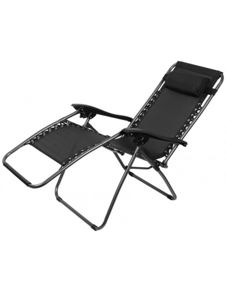 Sezlong pentru gradina, metalic, pliabil, negru, max 120 kg, 177x66x108 cm, Sonora