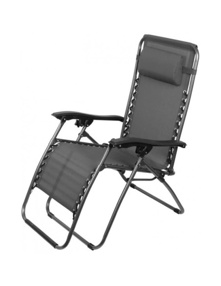 Sezlong pentru gradina, metalic, pliabil, gri, max 120 kg, 177x66x108 cm, Sonora