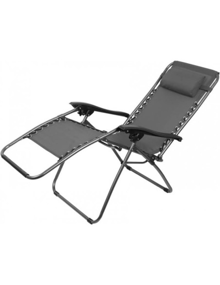 Sezlong pentru gradina, metalic, pliabil, gri, max 120 kg, 177x66x108 cm, Sonora