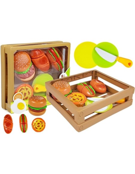 Set pentru preparare si servire, fast-food de jucarie, pentru copii, LeanToys, 4453