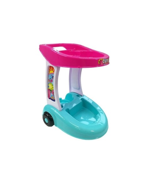 Set carucior de curatenie cu aspirator pentru copii, Cleaning Trolley, cu Accesorii de jucarie, Multicolor, LeanToys, 4827