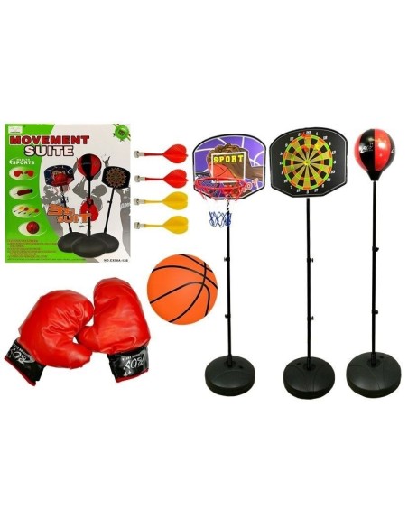 Set de jocuri pentru copii, 3 in 1, Baschet, Darts si Box, LeanToys, 4880