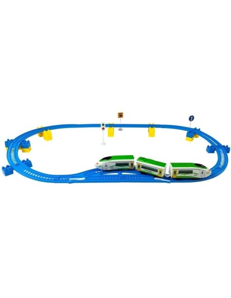 Set circuit tren cu baterii, pentru copii, LeanToys, 5151, 257 cm