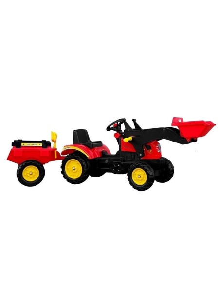 Tractor excavator Herman, cu remorca si pedale pentru copii, 165x42x50 cm, LeanToys, 5227