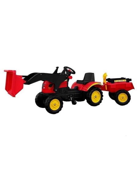 Tractor excavator Herman, cu remorca si pedale pentru copii, 165x42x50 cm, LeanToys, 5227