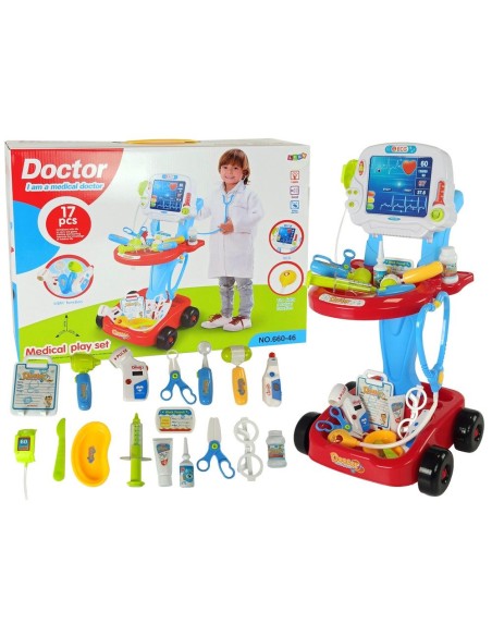 Set trusa doctor, tip carucior pentru copii, cu accesorii de jucarie, multicolor, LeanToys, 5929