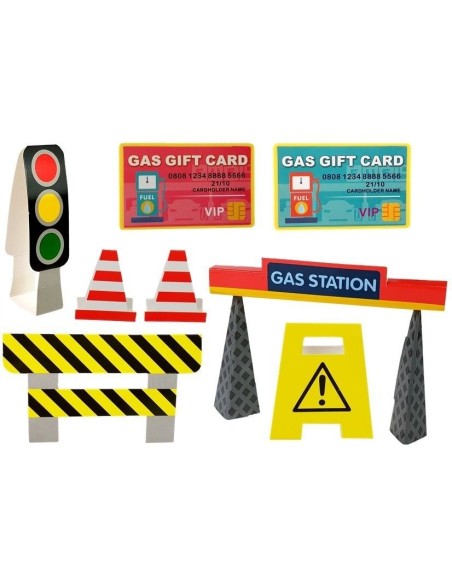 Set benzinarie de jucarie cu lumini, sunete, masinute si accesorii pentru copii, LeanToys, 7210