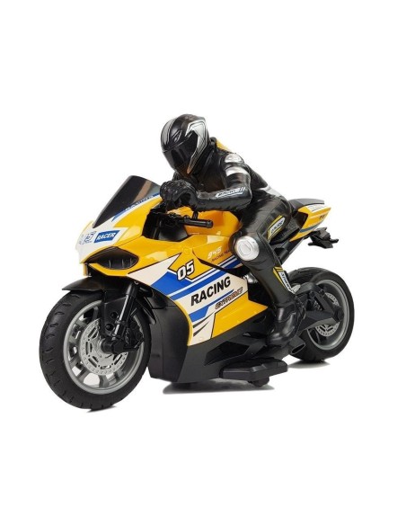 Motocicleta galbena RC sport, cu telecomanda 2.4G si 35m, LeanToys, 9070