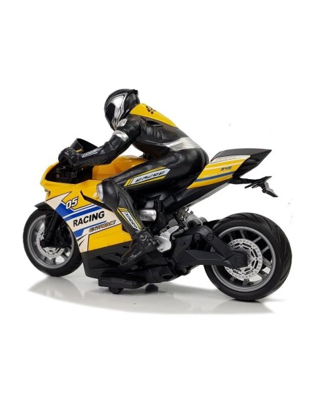 Motocicleta galbena RC sport, cu telecomanda 2.4G si 35m, LeanToys, 9070