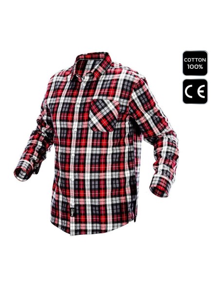 Camasa de lucru bumbac, rosu-gri-alb, marimea M/50, NEO
