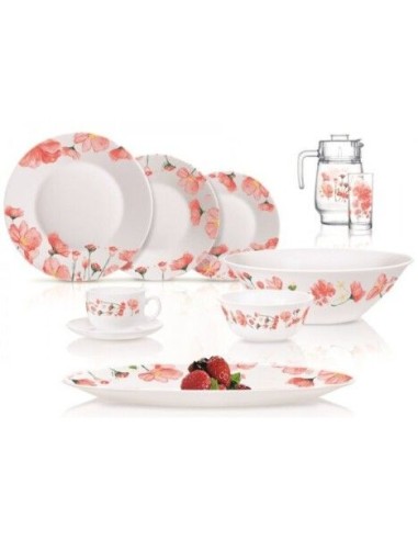 Set serviciu de masa alb-roz cu flori, 6...