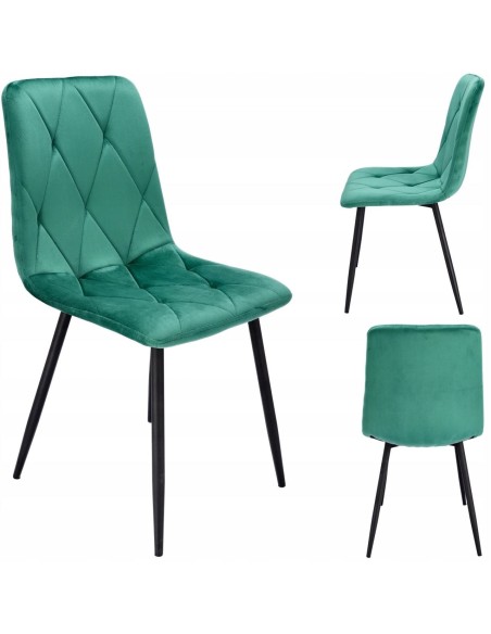 Scaun bucatarie/living, matlasat, catifea, metal, verde, 44x52x89 cm, Piado