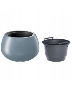 Ghiveci decorativ de flori, rotund, argintiu, 43.6x27 cm,... 2