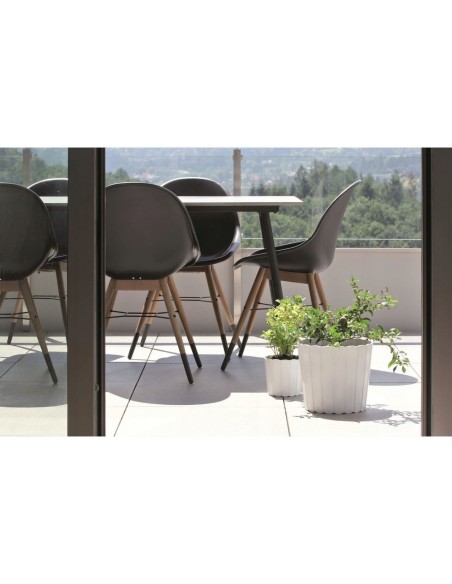 Ghiveci decorativ de flori, rotund, alb, 12 L, 28.5x25.6 cm, Boardee Basic