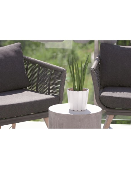 Ghiveci decorativ de flori, rotund, alb, 12 L, 28.5x25.6 cm, Boardee Basic